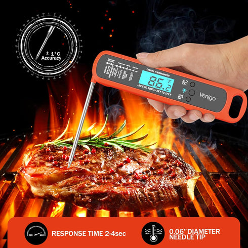Venigo Digital Meat and Food Thermometer for Cooking and Grilling, Waterproof Instant-Read Cooking Thermometer, Kitchen Probe Thermometer for Baki...