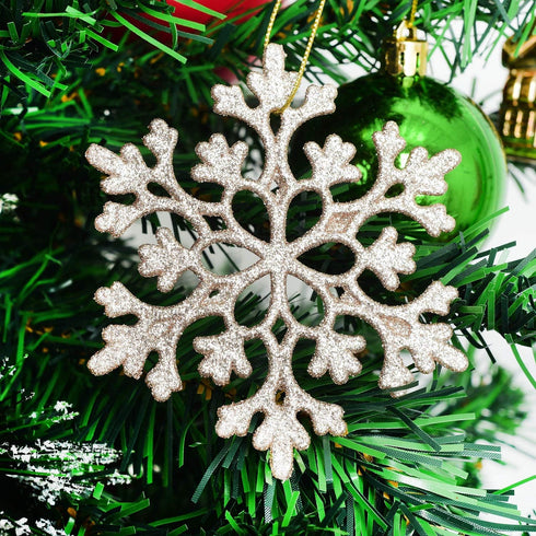 DearHouse 36Pcs Christmas Glitter Snowflake Ornaments Clearance, 4 Inch Plastic Snowflake Christmas Tree Ornaments for Winter Wonderland Christmas...