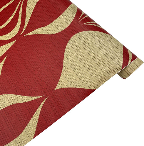 Yifely Red Geometric Design Furniture Paper Self-Adhesive Shelf Liner Dresser Drawer Sticker 17.7 Inch by 9.8 Feet...