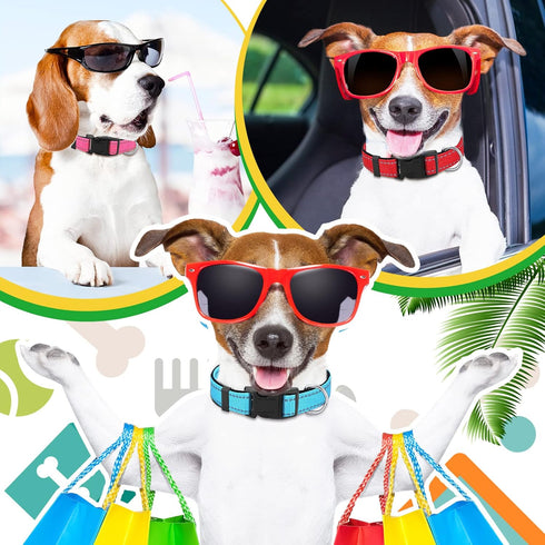 6 Pcs Reflective Dog Collar Soft Padded Breathable Nylon Pet Collar Adjustable Puppy Collar with Safety Locking Buckle for Dogs Cats Puppy Pets Ac...