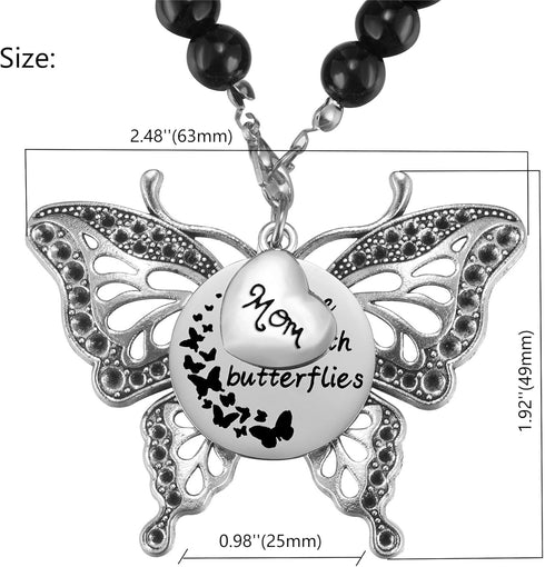 Mom Memorial Suncatcher Butterfly for Car Charm Loss of Mother Ornament Hanging Rear View Mirror Accessories Grief Bereavement Sympathy Gift...