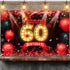 Happy 60th Birthday Banner Backdrop Red and Black 60 Years Old Background Bday Decorations for Women Men Photography Party Supplies Glitter...