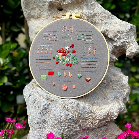 CDThinkingU 3 Sets Flower Embroidery Kit for Beginners with Pattern and Instructions, Lu Embroidery Cross Stitch Stitches Practice Kits with Hoop,...
