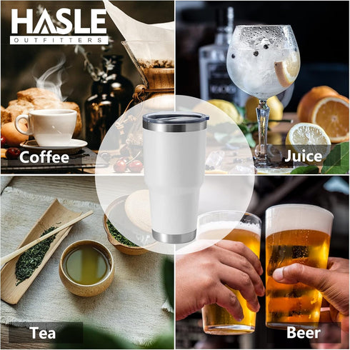 HASLE OUTFITTERS 30oz Stainless Steel Tumbler, Double Wall Vacuum Insulated Travel Mug Tumbler, Durable Insulated Coffee Mug, Gift Box Set (White,...