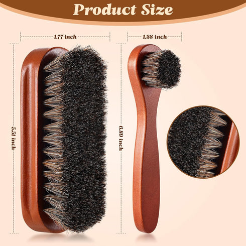 2 Pcs Horsehair Shine Shoes Brush Kit Polish Dauber Applicators Cleaning Leather Shoes Boots Care Brushes Suede Cleaner Brush(2 Pcs Style F)...