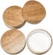 Wooden Mason Jar Lids - 4 Mason Jar Lids Wide Mouth (Rubberwood) - Custom Molded Screw Top Mason Jar Lid Set Compatible Storage Lids for Kerr and ...
