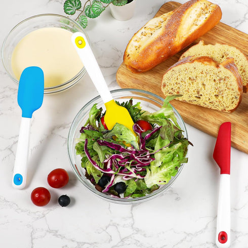 Webake Mini Silicone Spatula Set, Non-Stick Small Spatulas with Sturdy Handle, Nice for Small Jars and Cans, Mixing, Cooking and Baking, Heat Resi...