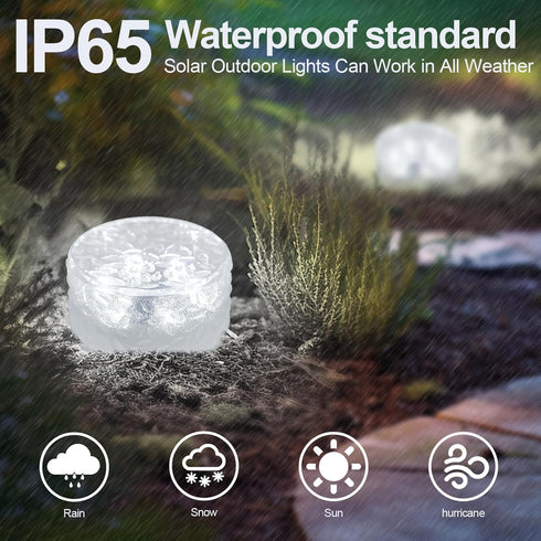 Solar Brick Lights-Outdoor Solar Lights for Yard-Solar Brick Landscape Path Light 2 Pack LED Light Brick Garden Decor for Pathway Patio Walkway Ba...