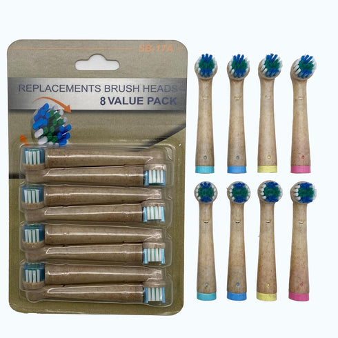 Biodegradable Replacement Toothbrush Heads Compatible Compatible with Oral-b Braun - 8 Eco Friendly Soft Electric Brush Heads for Sensitive Teeth...