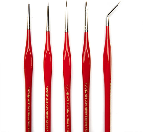 AIT Art Select Micro Detail Brush Set, 5 Miniature Paint Brushes for Fine Detail, Handmade in USA for Trusted Performance, Triangular Handle Desig...