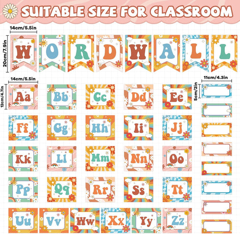 gisgfim Word Wall Classroom Bulletin Board Set Classroom Alphabet Letters for Wall Alphabet Classroom Decoration Supplies for Home Preschool Prima...