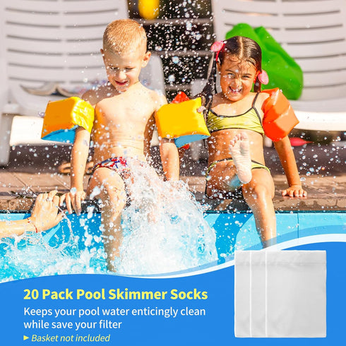 Pool Skimmer Socks - 20 -Pack of Pool Socks for Skimmer Basket, Reusable Pool Filter Socks to Clean Debris and Leaves for In-Ground and Above Grou...