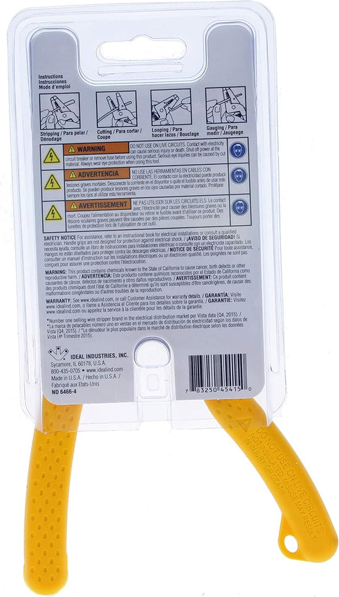 IDEAL Electrical 45-415 Premium Reflex T-5 Stripper - 10-20 AWG, Wire Stripper, Plier Nose, Slide Lock, Textured Grips,Yellow...