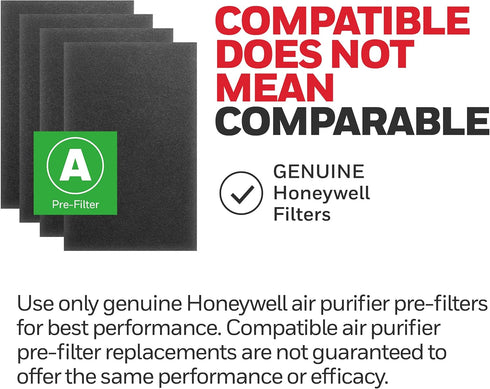 Honeywell HRF-A100 Air Purifier Pre Kit Filter, 4-Pack - Allergen Air Filter Targets Dust, VOC, Pet, Kitchen, and Wildfire/Smoke Odors...