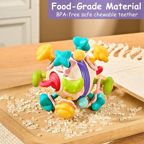 Baby Sensory Teething Toys, Teethers for Babies 0 3 6 9 12 18 Months, Shower Gifts for 1 2 One Two Year Old Girls Boys, Infant Chew Rattles Toys, ...