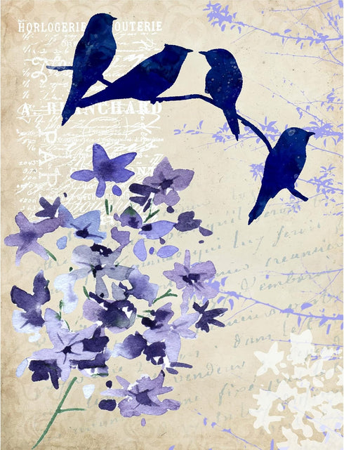 Bees & Birds Mulberry Rice Paper, 8 x 10.5 inch - 6 x Different Printed Mulberry Paper Images 30gsm Visible Fibres for Decoupage Crafts Mixed Medi...