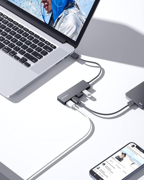 BYEASY USB Hub, 4 Port USB 3.0 Hub, Ultra Slim Portable Data Hub Applicable for iMac Pro, MacBook Air, Mac Mini/Pro, Surface Pro, Notebook PC, Lap...