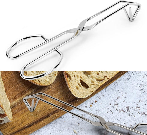 UPIT Kitchen Triangle Tongs for Cooking, Heavy Duty Stainless Steel Scissor-Shaped Serrated Serving Plier for Barbeque, Vegetable, Fruits, Food, M...
