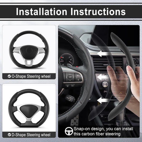 2PCS Car Nappa Leather Steering Wheel Cover, Segmented Steering Wheel Protector, Car Interior Accessories, Non-Slip & Breathability Well, Universa...