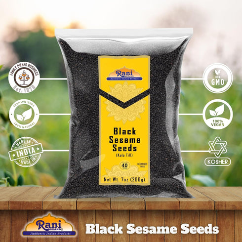 Rani Sesame Seeds Whole Black, Raw (Kala Till) 7oz (200g) ~ All Natural | Gluten Friendly | NON-GMO | Vegan | Indian Origin...