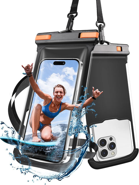 Waterproof Phone Pouch - 2 Pack Underwater Dry Bag, IPX8 Water Proof Phone Case for iPhone 15 14 13 12 Pro Max XS Samsung Case Up to 7.0" Detachab...