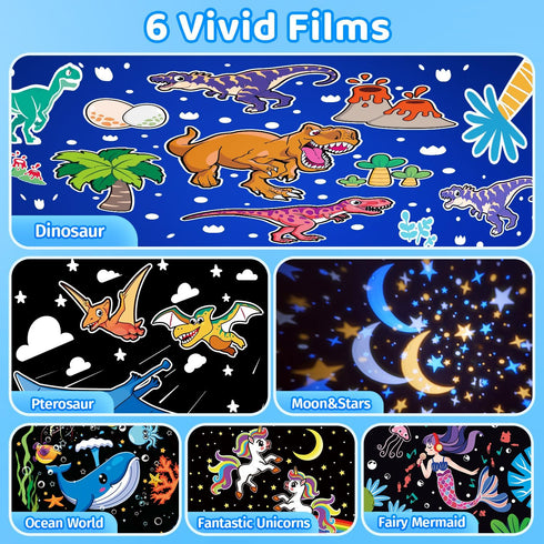 Dinosaur Night Light for Kids, 10 Musics+6 Films Kids Night Light Projector for Kids,126 Lighting Effects+Remote Kids Projector Night Light for Ki...
