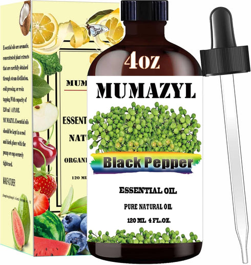 Black Pepper Essential Oil, Black Pepper Oil 4 Fl Oz 120ML for Diffuser Humidifier Yoga Cleaning DIY Candle Soap Making Black Pepper Essential Oil...