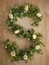 PARTY JOY 6.56ft Eucalyptus Garland with Flowers-8 Champagne Roses-Lush,Natural Looking, Floral Garland Greenery for Party Wedding Table Indoor Ou...