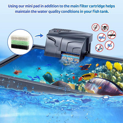 HiTauing 18 Count Mixed Pack Filter Pads for aqueon with Ammonia&Carbon&Phosphate Reducer, Fish Tank Filter Pads for QuietFlow LED PRO Model 10...