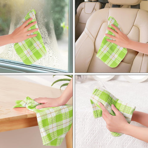 uxcell Kitchen Dish Cloths for Washing Cleaning 14" x 16" Absorbent Dish Rags Drying Dish Towels 10 Pack Green...