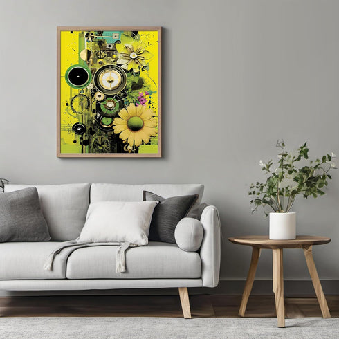 Posterizer 1 pcs-retro surreal happy bright flowers collage-Abstract & Modern Art-Floral & Botanical Art-Gift for Art Lovers- UNFRAMED Wall Art...