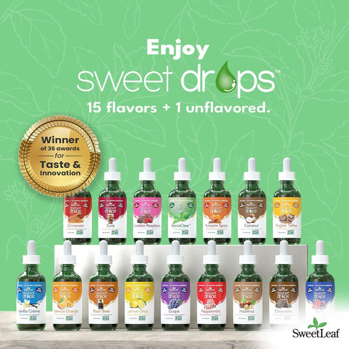 SweetLeaf Sweet Drops - Flavored Stevia Liquid Sweetener, Organic Stevia Extract, Zero Calorie, Keto Friendly, Non GMO, Natural Flavor, Sugar Alte...