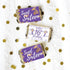 Purple and Gold Sweet 16 Birthday Party Mini Chocolate Candy Bar Wrappers - Sweet Sixteen Party Favor Stickers - 42 Stickers...