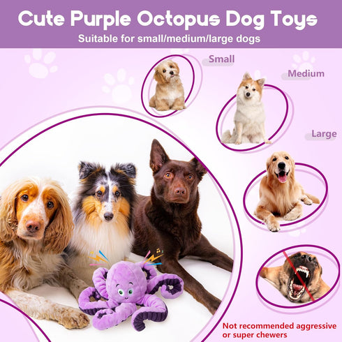Dog Toys for Large Breed, Octopus Squeaky Funny Cute Interactive Medium & Small Dog Toys, Stuffed Plush Animals Puppy Toys, Dog Birthday for Dog P...