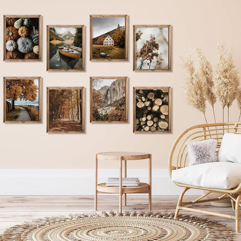 JarThenaAMCS 12Pcs Fall Wall Art Prints Country Autumn Landscape Art Poster Realistic Nature Scenery Wall Decor for Seasonal Home Gallery Living R...