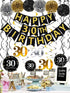 Black & Gold Glittery Happy 30th Birthday Banner,Poms,Sparkling 30 Hanging Swirls Kit for 30th Birthday Party 30th Anniversary Decorations Supplie...