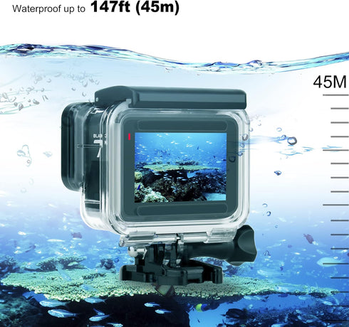 Waterproof Housing Case with Diving Filters for GoPro Hero 5 6 7 Black Hero (2018) Cameras - 45M Underwater Diving Housing Shell with Red/Light Re...