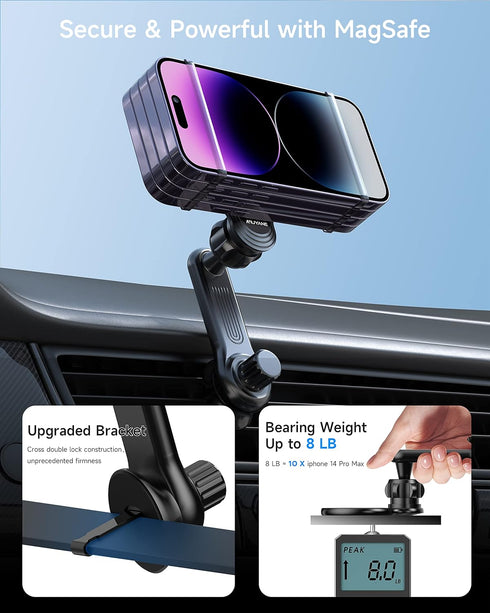 Magnetic Car Phone Mount for iPhone 15/14/13/12 Pro Max Mini & MagSafe Cases - 360 Degrees Rotation, One-hand Operation, Super Strong Magnet Force...