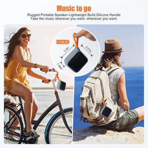 Waterproof Portable Bluetooth Speaker with 8W Big Sound, Small Wireless Speaker Subwoofer,20H Playtime, BT 5.3, Support TF Card, TWS for Bicycle, ...