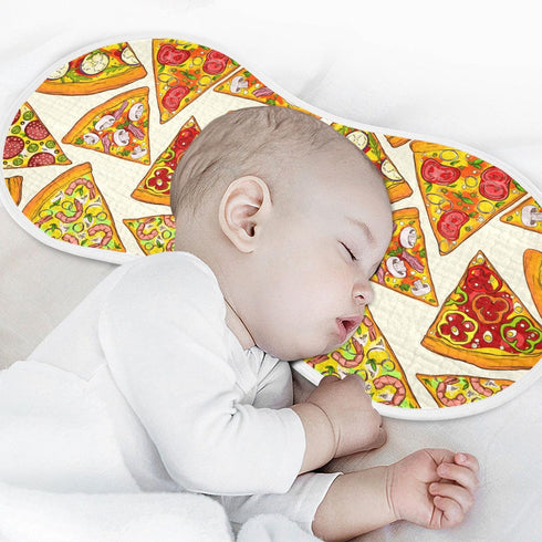 Pizza Slice With Fruit Vegetable Muslin Burp Cloths for Baby 1 Pack Soft 100% Cotton Baby Washcloths Bibs for Boy Girl...