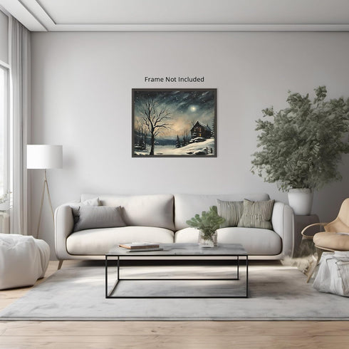 Posterizer 1 pcs-old farm house in snowy winter nature-in oil painting style-12-Landscape & Nature Art-GIft for Men Women Teens-Dining Room Decor-...