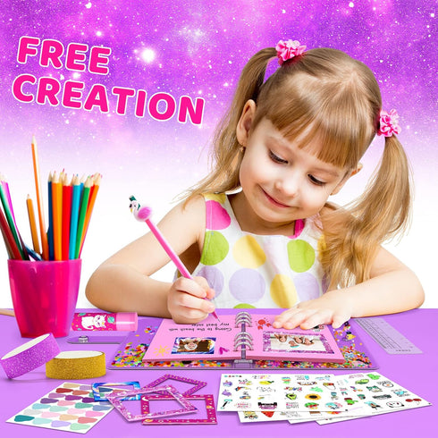 Aocii DIY Journal Kit for Girls, Gift for 6-13 Year Old Girls, Scrapbook & Diary Supplies Set, Birthday Gifts Ideas, Sparkly, Stimulates Minds, Un...
