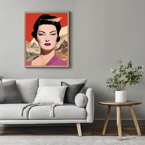 Posterizer 1 pcs-vintage woman with landscapes collage-Retro Art-Abstract & Modern Art-Gift for Art Lovers-Gifts for Women- UNFRAMED Wall Art...