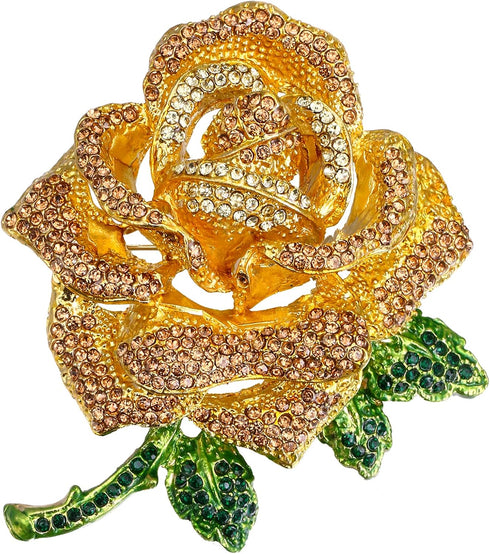 BriLove Women's Austrian Crystal Rhinestones Rose Flower Brooch Pin for Party Prom...