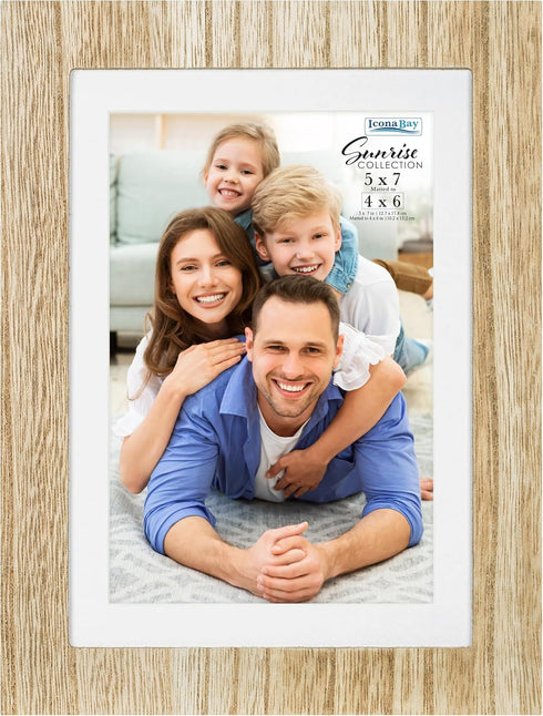Icona Bay - 5x7 Mat to 4x6 Ash Brown Picture Frame - Painted Solid One-Piece Wood Composite, Modern Farmhouse - Sunrise Collection...