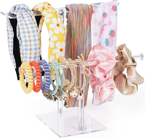 Headband Holder Scrunchie Holder Acrylic, Clear Hair Ties Holder Organizer, Headband Display Stand, Scrunchie Storage Organizer, Hair Accessories ...