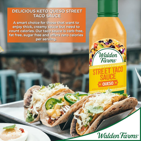 Walden Farms Queso Street Taco Sauce 12 oz. (2 Pack) Bottle - Creamy and Flavorful, Vegan, Paleo and Keto Friendly, Non-Dairy Milk Substitute - Pe...