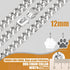 Dog Chain Collars Cuban Link Dog Collar 12mm with Dog tag Buckle Silver Cuban Link Collar Stainless Steel Dog Chain Collars for Puppy Small Medium...