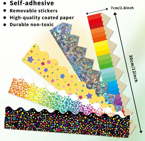 83 Ft Classroom Borders for Bulletin Board Bulletin, Removable Board Borders Trim, Bulletin Board Decorations Self-Adhesive Bulletin Borders (5 Di...