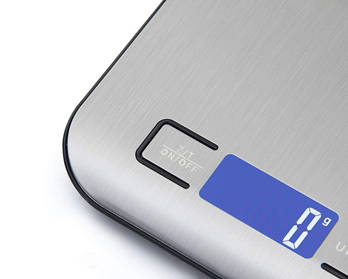 Digital Kitchen Scale,Food Scale for Meat Baking Weighter,Unit Gram OZ lb Up 11 lb(1g-5KG),Silver Stainless Steel Anti-Fingerprint with Accuracy L...